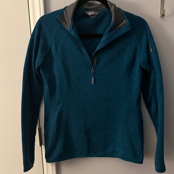 Eddie Bauer Tops - Eddie Bauer Teal Quarter-Zip Sweatshirt